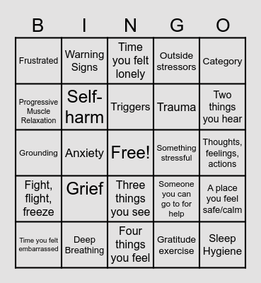 Mental Health Bingo Draft Bingo Card