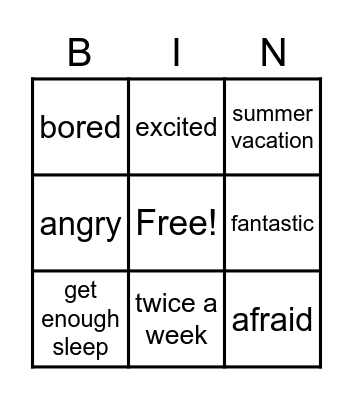 Don't Worry! Be Happy! Bingo Card