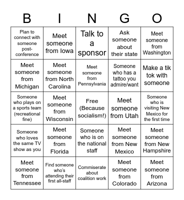 All-Staff 2022 Conference BINGO Card