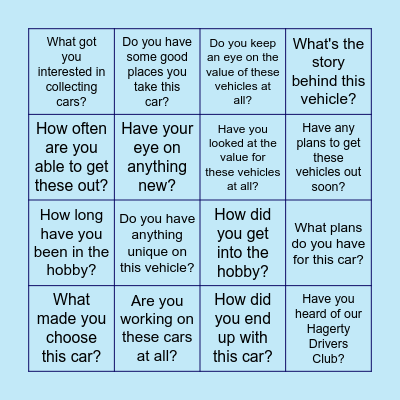 Open Ended Question Bingo! Bingo Card