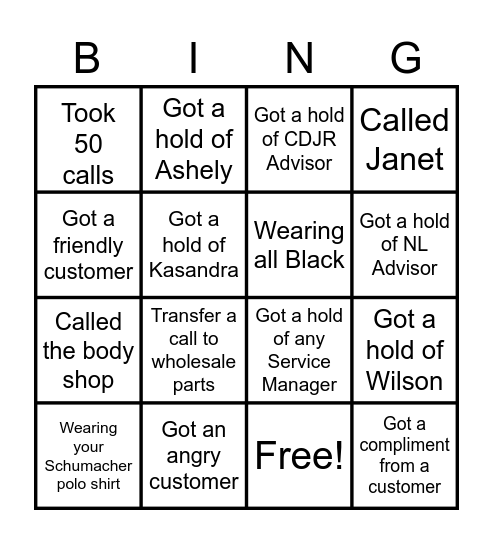 Untitled Bingo Card