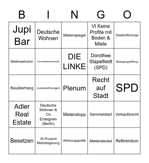 Hamburg Enteignet Bingo Card