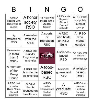SIU RSO Bingo Card