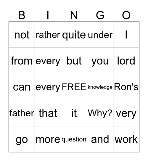 Cluster 1-20 Bingo Card