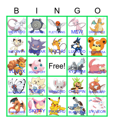 Pokemon Bingo Card