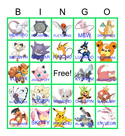 Pokemon Bingo Card