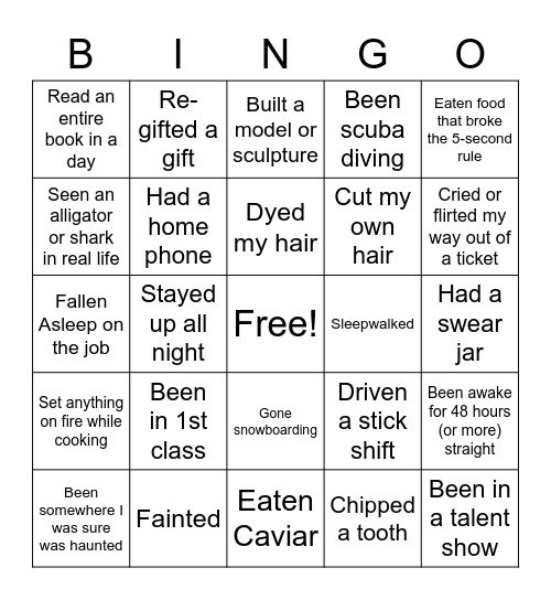 Never have I ever… Bingo - David Bingo Card