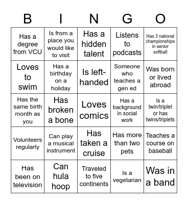 Summer Scholars Mixer Bingo Card