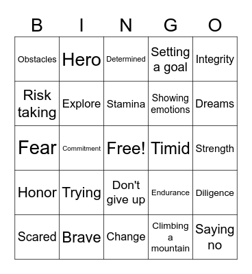 Courage Bingo Card