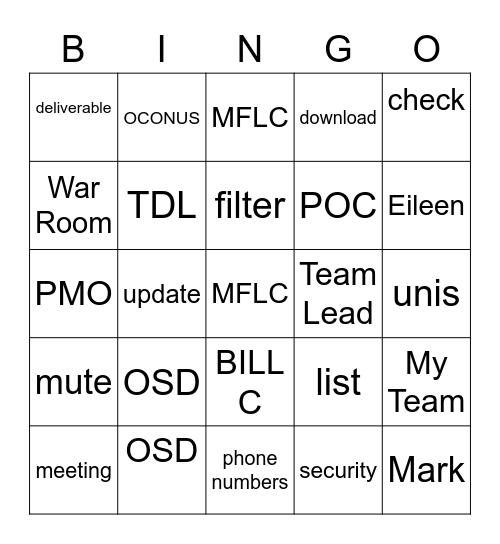 Deliverable 14 WEDNESDAYS Bingo Card