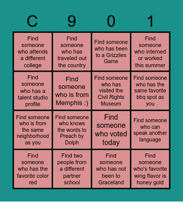 The Alumni Takeoff 2022 Bingo Card