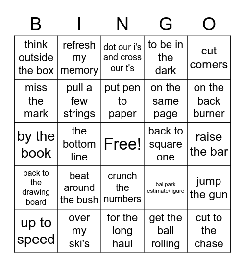 Meeting Bingo Card