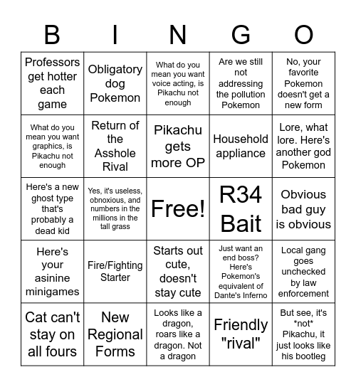 Pokemon BS Bingo Card