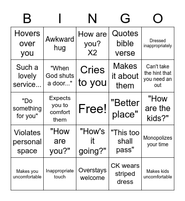 Funeral BINGO Card