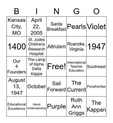 Stretch Your Sails Bingo Card