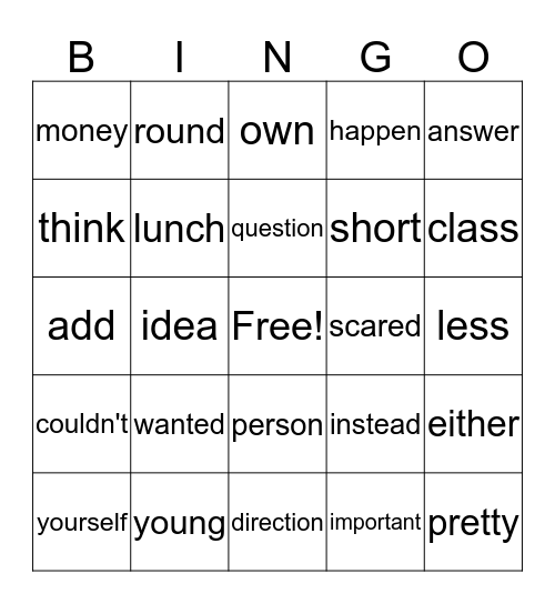 Harder Bingo Card
