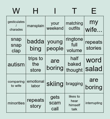 white man bingo Card