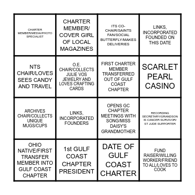 LINKS SISTERS GUMBO Bingo Card