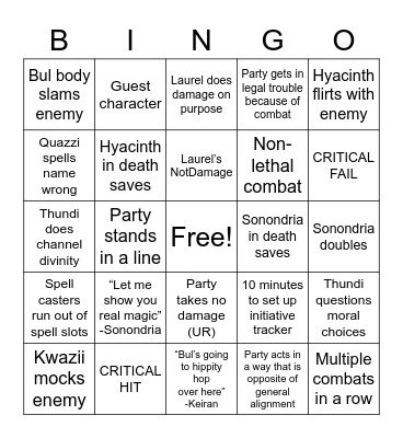 Polovina combat Bingo Card