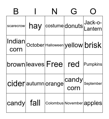 Fall! Bingo Card