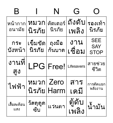 Zero Harm Week 2022 Bingo Card