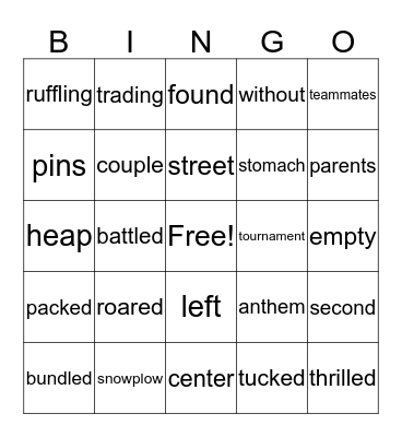 Brady Brady Bingo Card