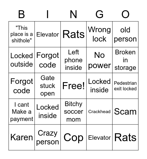 CubeSmart Bingo Card