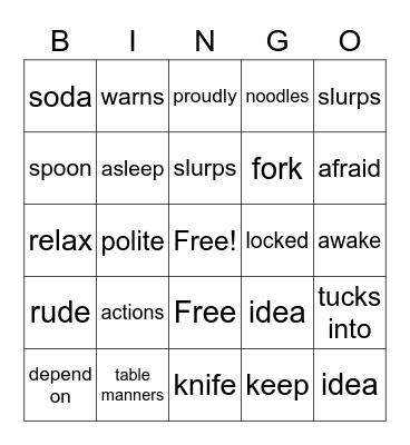 Vocabulary Review Bingo Card