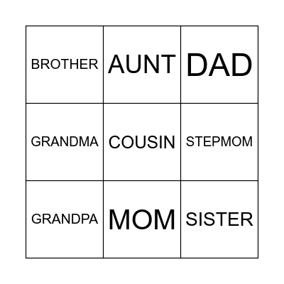 FAMILY BINGO Card