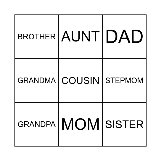 FAMILY BINGO Card