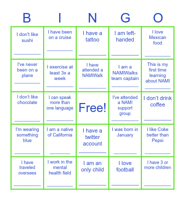Getting to Know You - PEOPLE BINGO! Bingo Card
