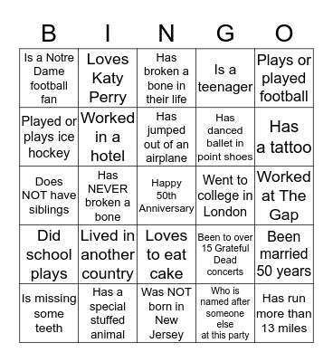 FIND SOMEONE WHO.... Bingo Card