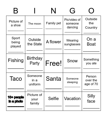 Cell Phone Bingo Card