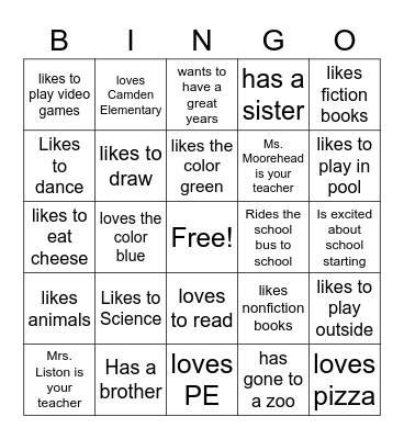 Get to Know You Bingo Card
