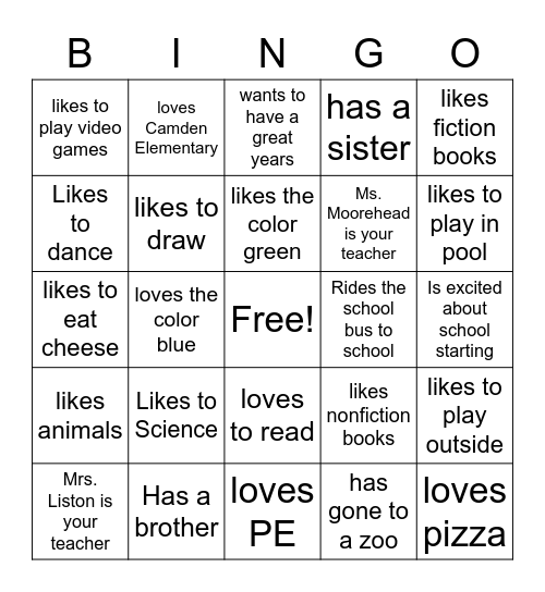 Get to Know You Bingo Card