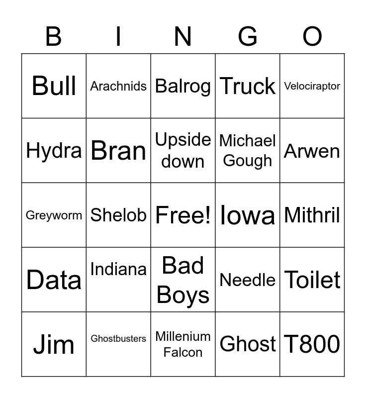 Gen Geek Bingo Card