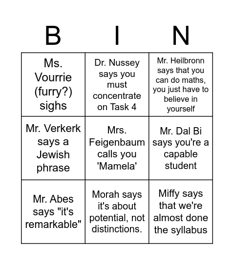 Untitled Bingo Card