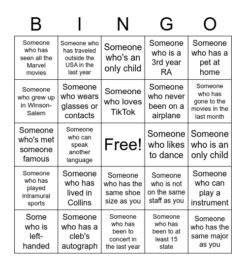 Human Bingo Card