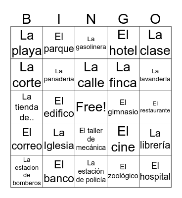 Lugareo en la Ciudad  Bingo Card