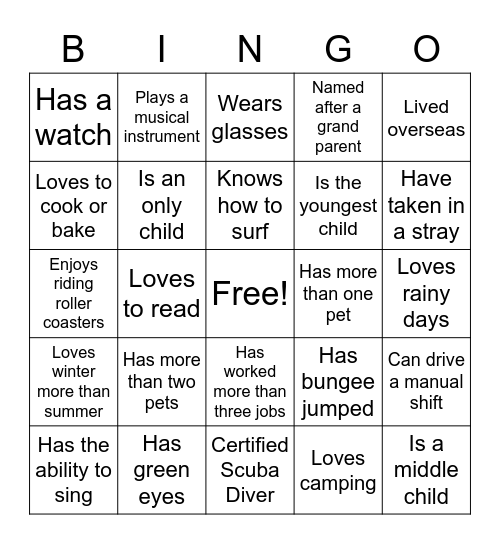 Ice-Ice Breaker! Bingo Card