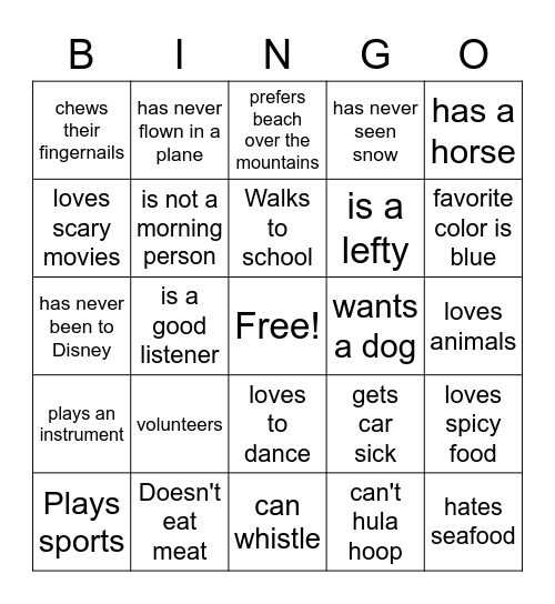 We're on the same team! Bingo Card