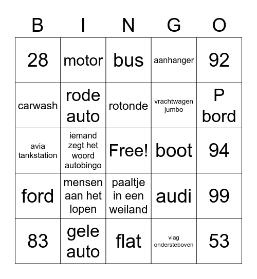 autobingo Card