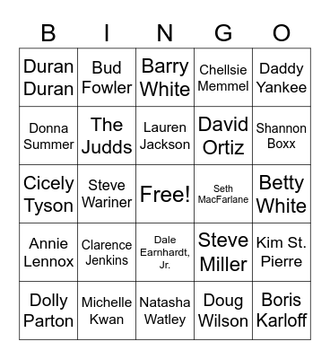 Hall of Famers Bingo Card