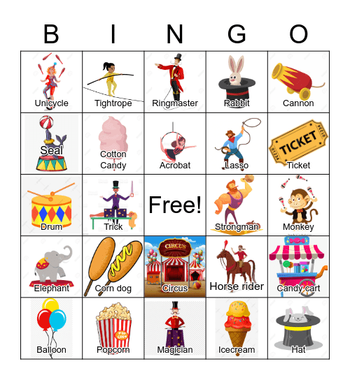 Circus Bingo Card