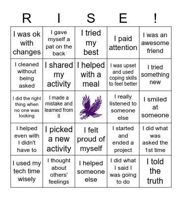 RISE Bingo at Home! Bingo Card