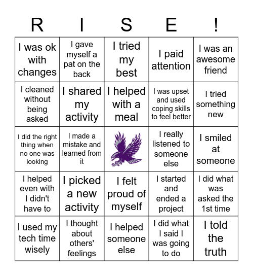 RISE Bingo at Home! Bingo Card