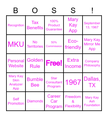 Mary Kay Career Opportunity Bingo Card