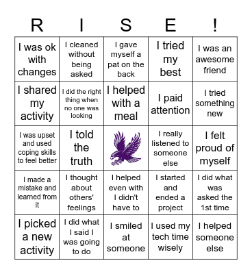RISE Bingo at Home! Bingo Card