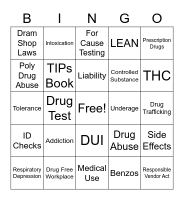 Calder Casino - Alcohol Awareness Class 2 Bingo Card