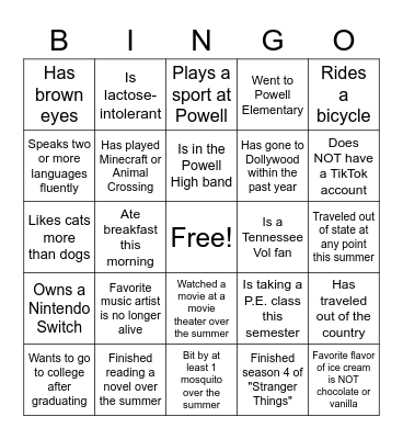 Social Studies BINGO Card